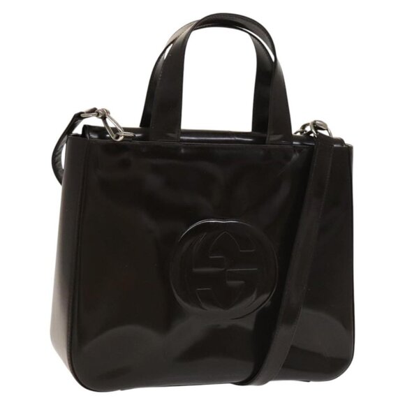 GUCCI Hand Bag Patent leather 2way Silver Brown 000 2058 0504 5 Auth ep10087 - Picture 1 of 16